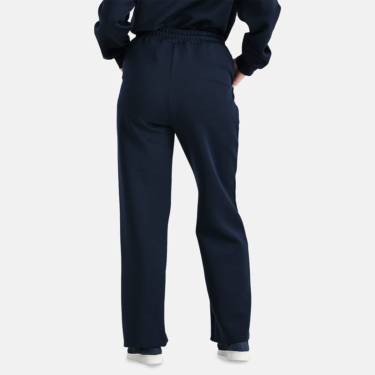 TAMSY Navy Floral Embossed Scuba Knit Pant and Long Sleeve Pullover Set – S/M image number 6