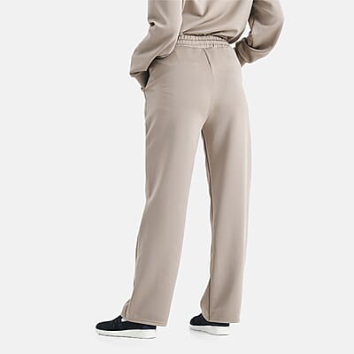 TAMSY Khaki Floral Embossed Scuba Knit Pant and Long Sleeve Pullover Set – S/M