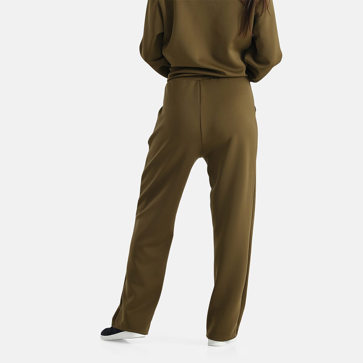 TAMSY Olive Floral Embossed Scuba Knit Pant and Long Sleeve Pullover Set &ndash; S/M image number 6