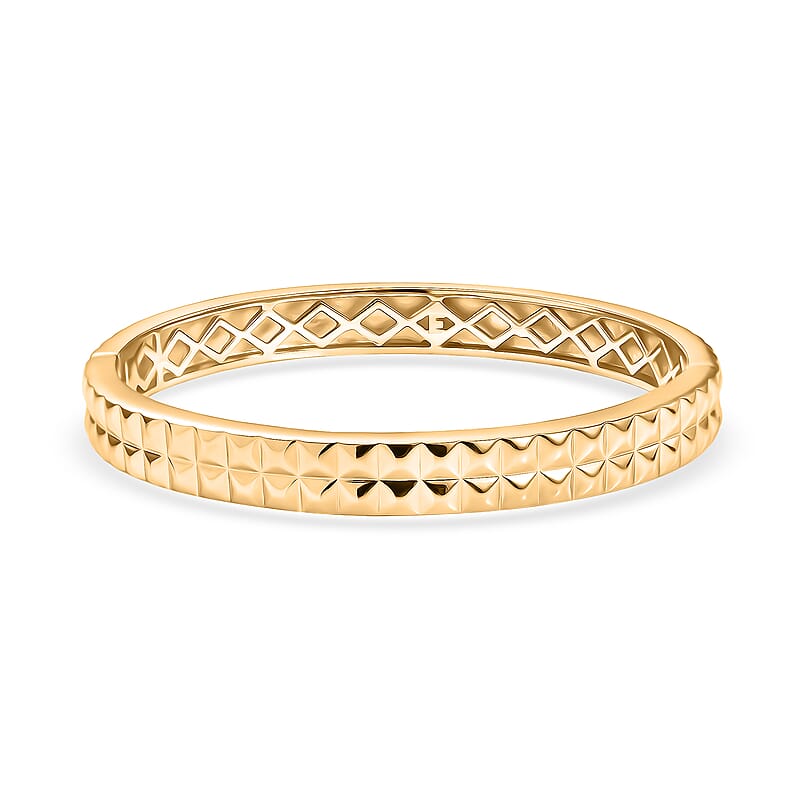 EverTrue Bronzella Collection Diamond-cut Bangle Bracelet in 18K YG Plated Bronze (6.50 In)