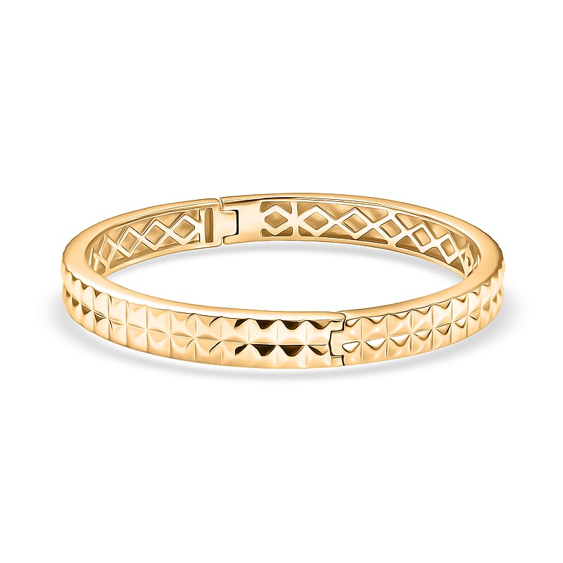EverTrue Bronzella Collection Diamond-cut Bangle Bracelet in 18K YG Plated Bronze (6.50 In)