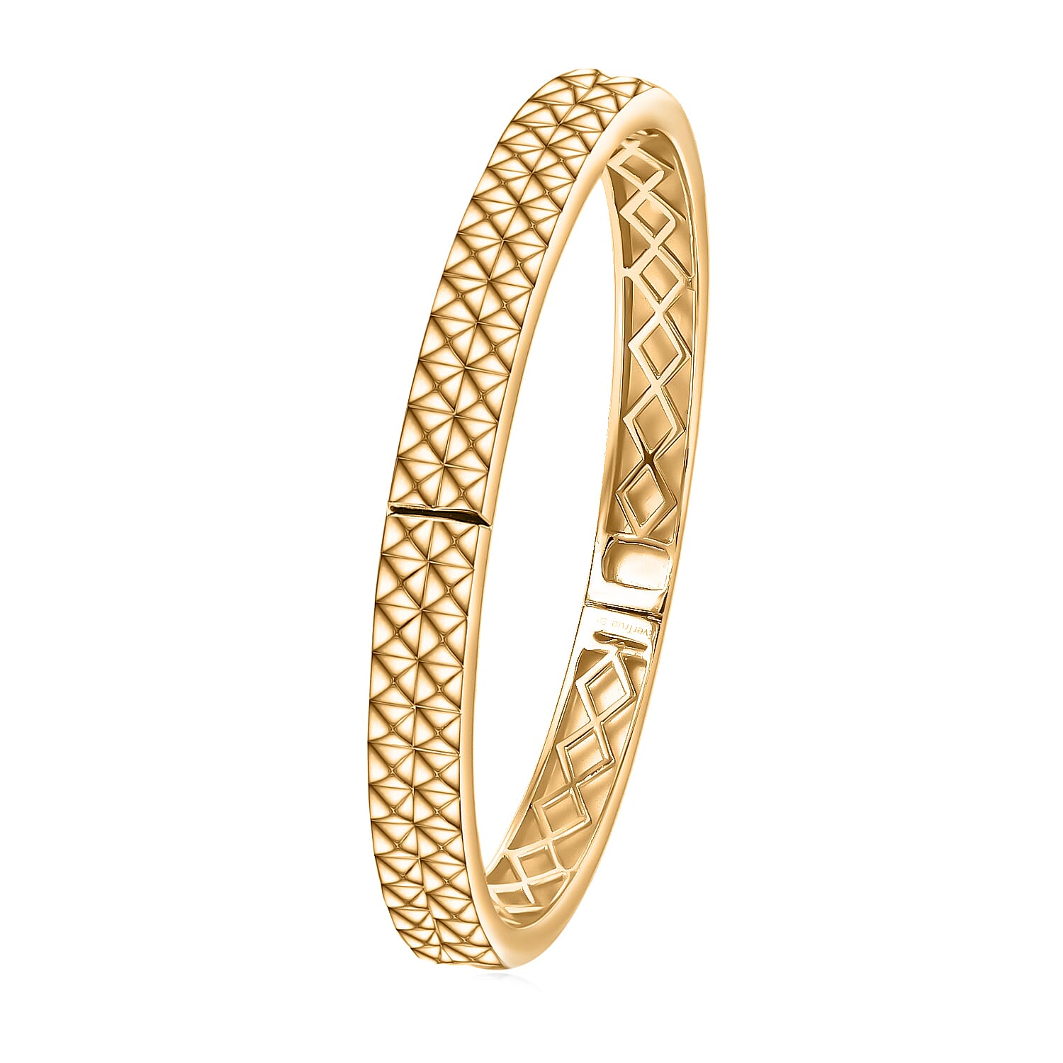 EverTrue Bronzella Collection Diamond-cut Bangle Bracelet in 18K YG Plated Bronze (7.25 In)