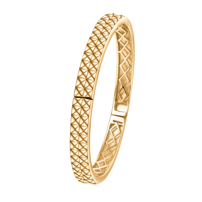 EverTrue Bronzella Collection Diamond-cut Bangle Bracelet in 18K YG Plated Bronze (7.25 In)