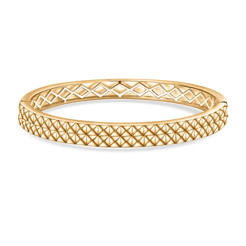 EverTrue Bronzella Collection Diamond-cut Bangle Bracelet in 18K YG Plated Bronze (7.25 In)