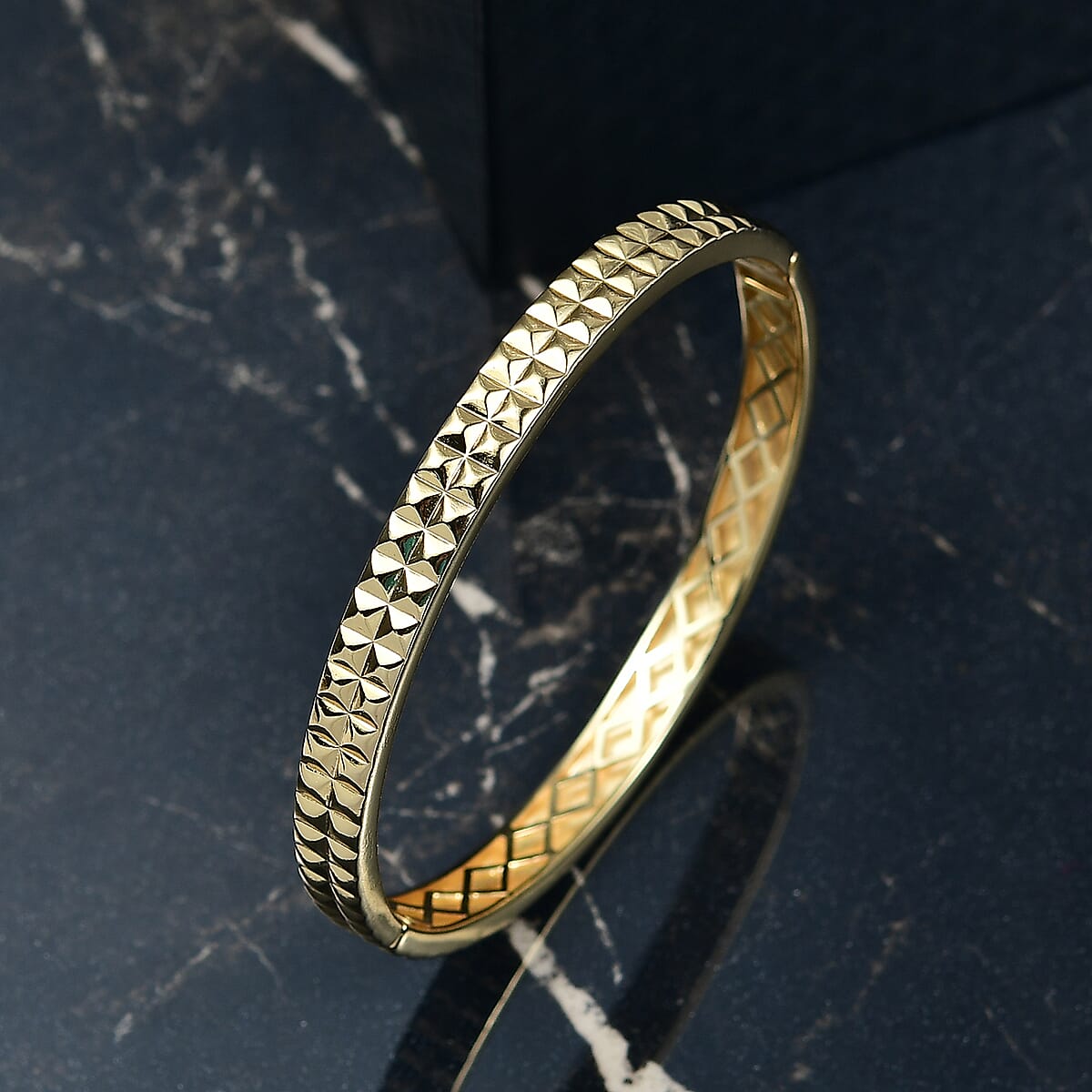 EverTrue Bronzella Collection Diamond-cut Bangle Bracelet in 18K YG Plated Bronze (8.00 In) image number 1