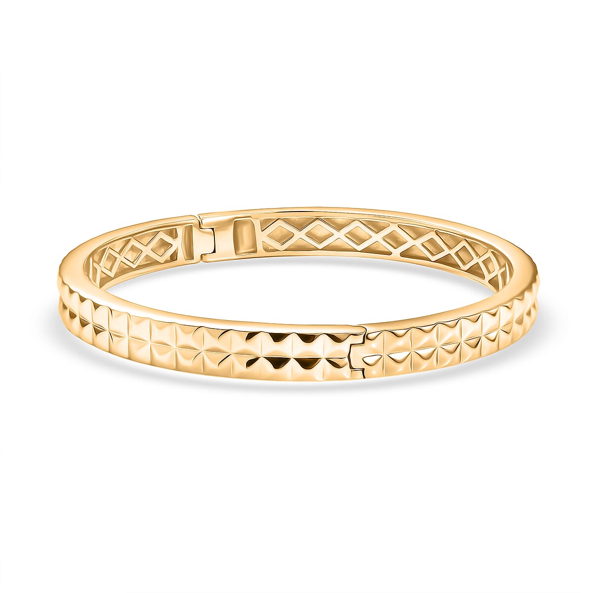 EverTrue Bronzella Collection Diamond-cut Bangle Bracelet in 18K YG Plated Bronze (8.00 In) image number 3
