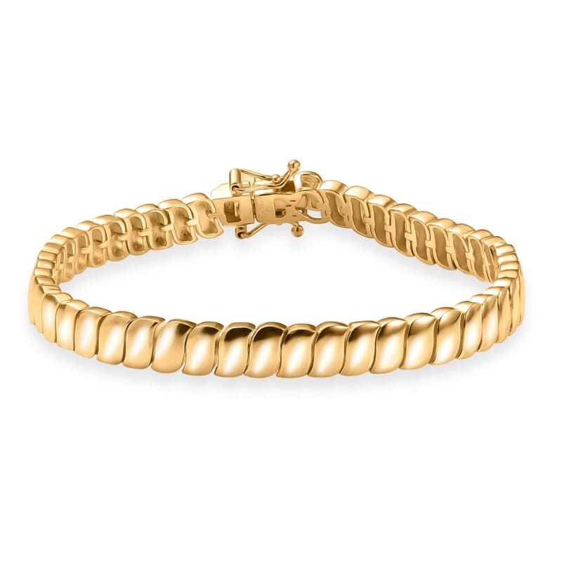 EverTrue Bronzella Collection Wave Link Bracelet in 18K YG Plated Bronze (7.25 In)