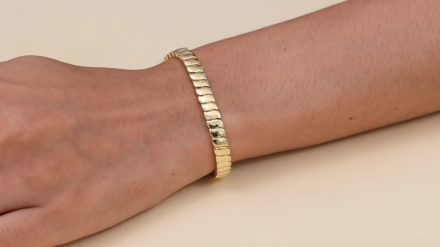 EverTrue Bronzella Collection Wave Link Bracelet in 18K YG Plated Bronze (7.25 In)