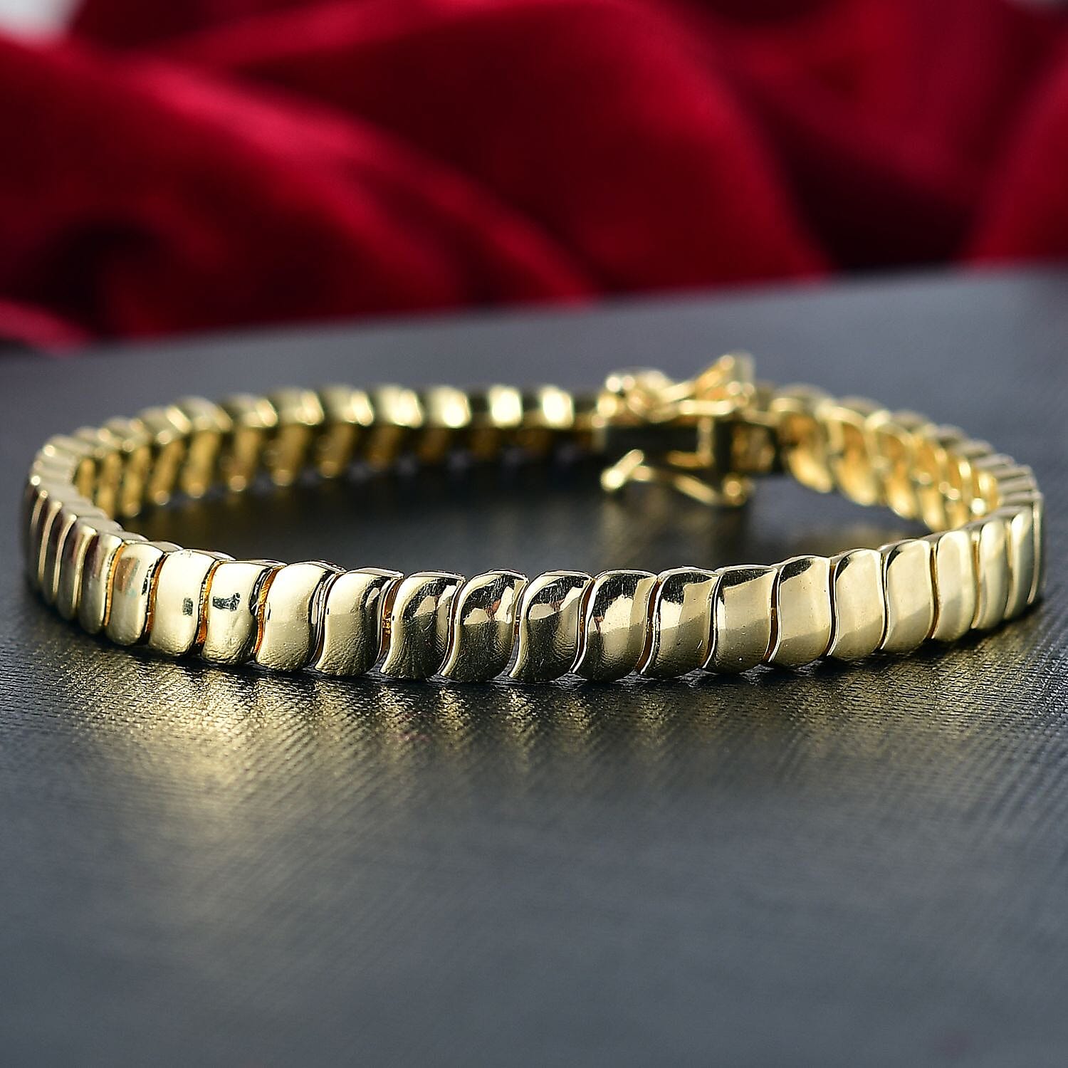 EverTrue Bronzella Collection Wave Link Bracelet in 18K YG Plated Bronze (7.25 In)