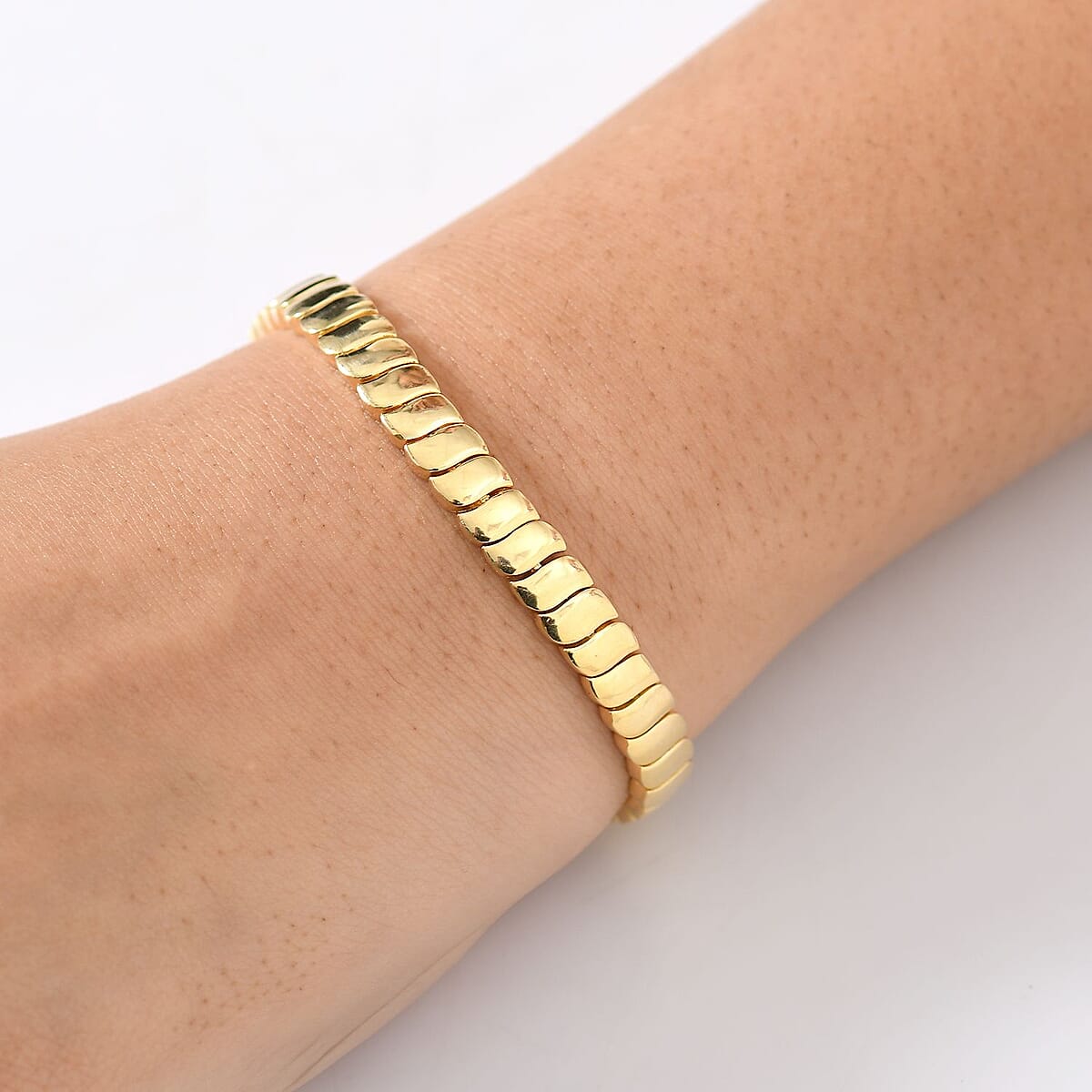 EverTrue Bronzella Collection Wave Link Bracelet in 18K YG Plated Bronze (7.25 In) image number 2