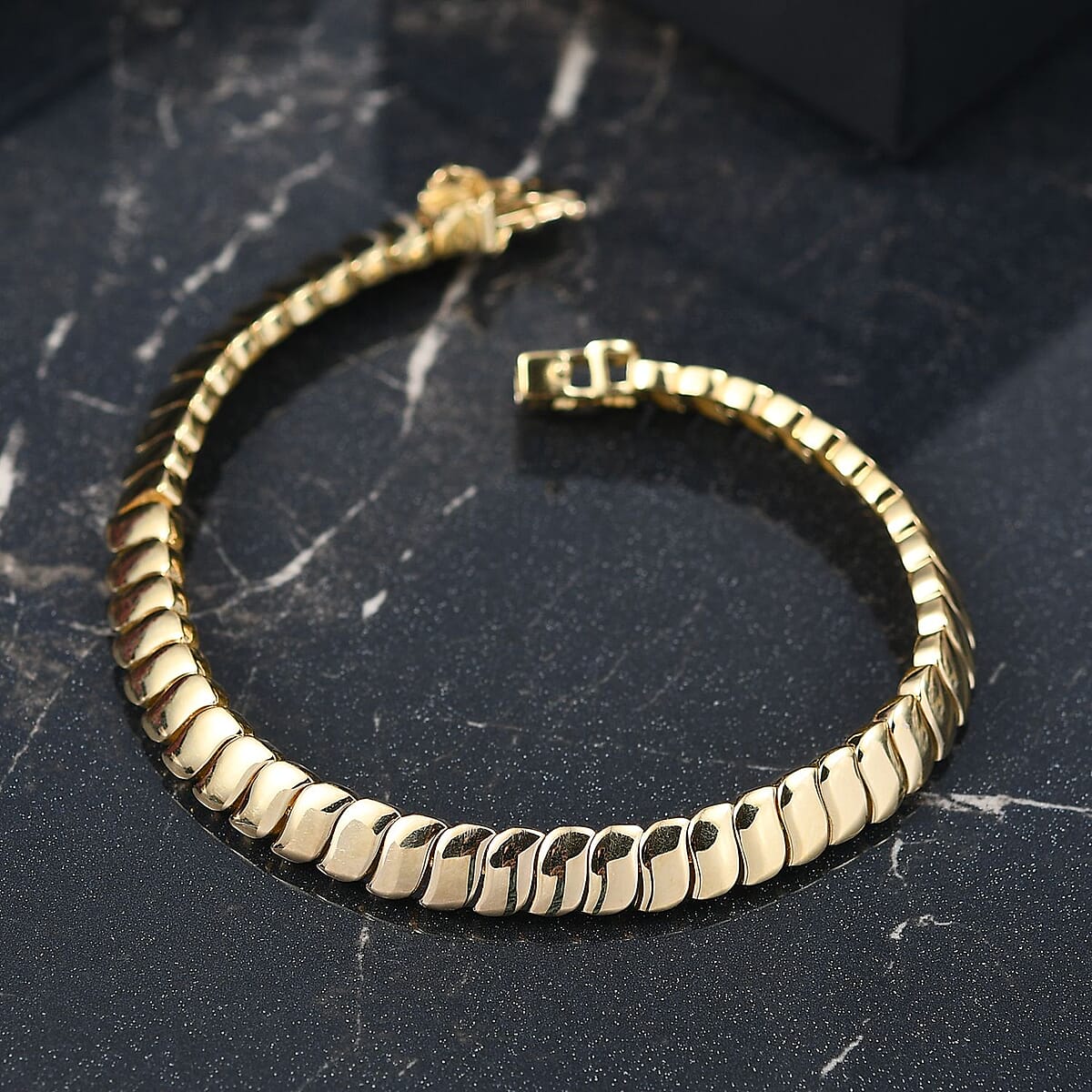 EverTrue Bronzella Collection Wave Link Bracelet in 18K YG Plated Bronze (8.00 In) image number 1