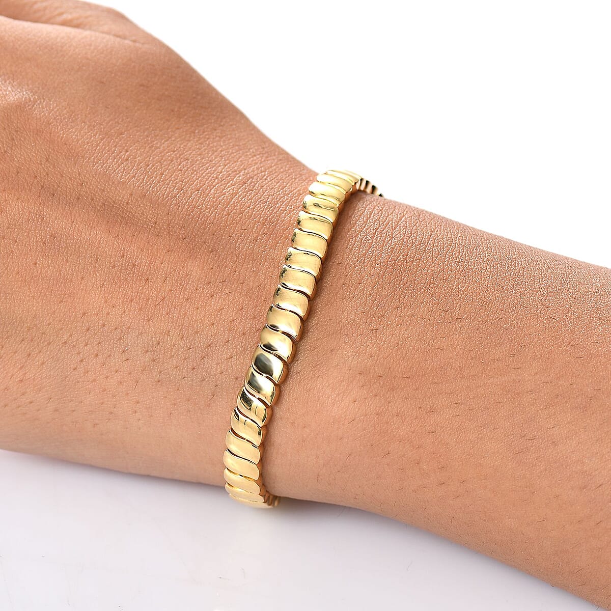 EverTrue Bronzella Collection Wave Link Bracelet in 18K YG Plated Bronze (8.00 In) image number 2