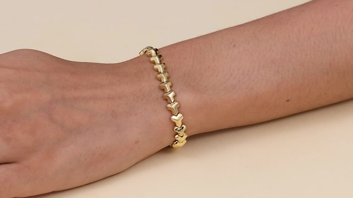 EverTrue Bronzella Collection Arrow of Amour Bracelet in 18K YG Plated Bronze (7.25 In)
