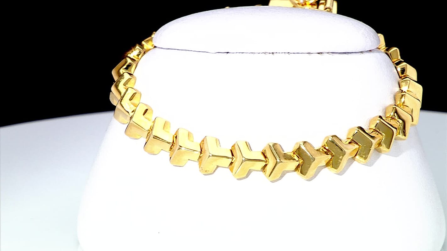 EverTrue Bronzella Collection Arrow of Amour Bracelet in 18K YG Plated Bronze (7.25 In)