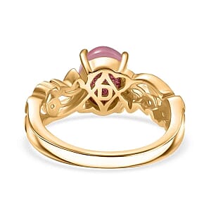 D'Joy Mulberry Moonstone and Orissa Rose Garnet 2.37 ctw Ring in Vermeil Yellow Gold Over Sterling Silver (Size 9)