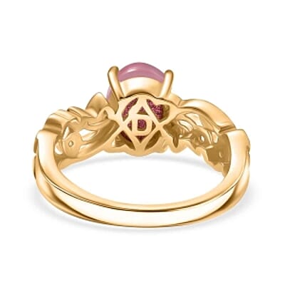 D'Joy Mulberry Moonstone and Orissa Rose Garnet 2.37 ctw Ring in Vermeil Yellow Gold Over Sterling Silver (Size 9)