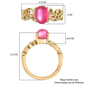 D'Joy Mulberry Moonstone and Orissa Rose Garnet 2.37 ctw Ring in Vermeil Yellow Gold Over Sterling Silver (Size 9)