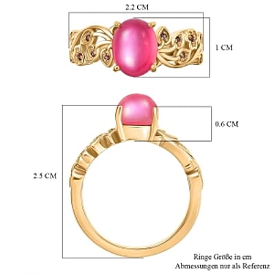 D'Joy Mulberry Moonstone and Orissa Rose Garnet 2.37 ctw Ring in Vermeil Yellow Gold Over Sterling Silver (Size 9)