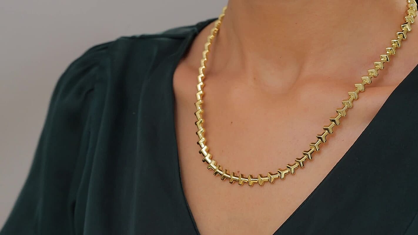 EverTrue Bronzella Collection Arrow of Amour Necklace in 18K YG Plated Bronze 18 Inches