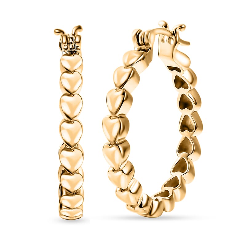 EverTrue Bronzella Collection Heart Link Hoop Earrings in 18K YG Plated Bronze