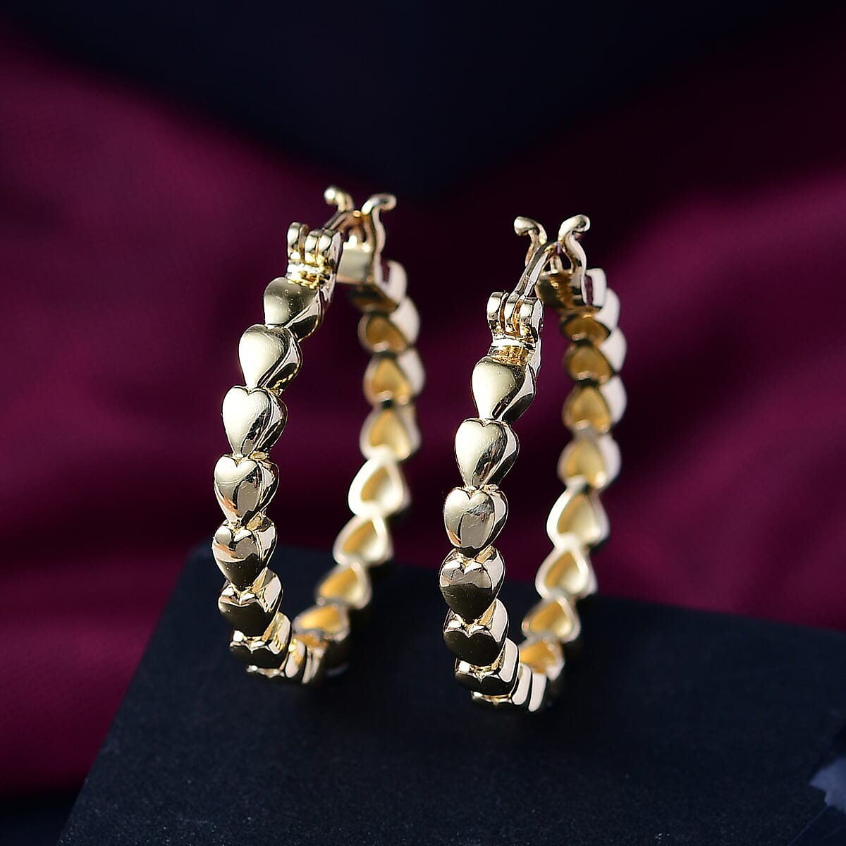 EverTrue Bronzella Collection Heart Link Hoop Earrings in 18K YG Plated Bronze image number 1