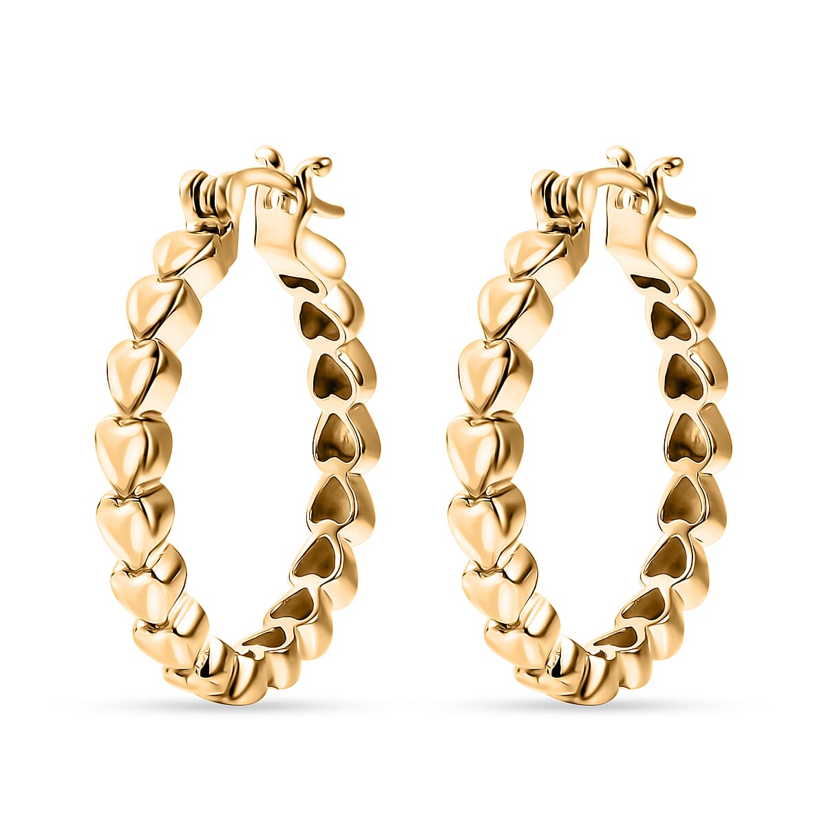 EverTrue Bronzella Collection Heart Link Hoop Earrings in 18K YG Plated Bronze image number 3