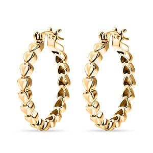 EverTrue Bronzella Collection Heart Link Hoop Earrings in 18K YG Plated Bronze