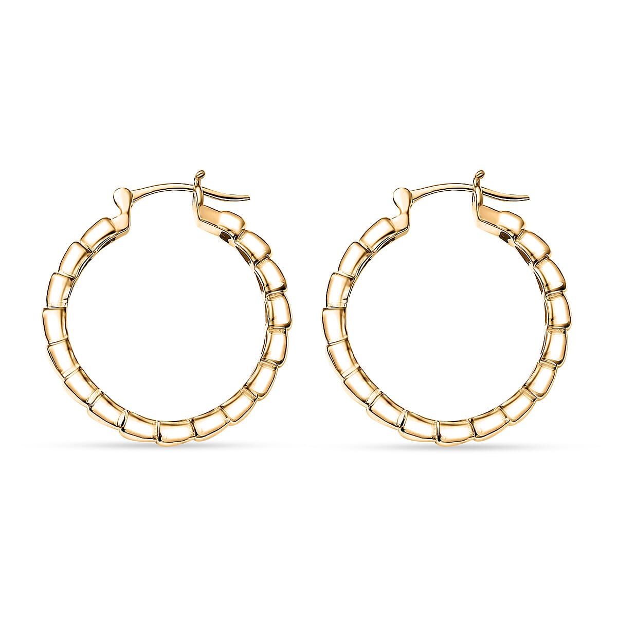 EverTrue Bronzella Collection Heart Link Hoop Earrings in 18K YG Plated Bronze image number 4