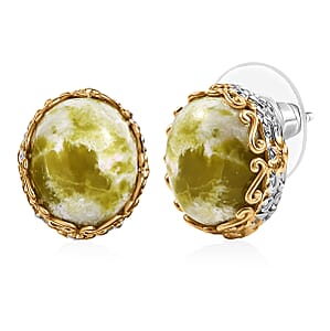 EverTrue Connemara Marble 10.30 ctw Celtic Filigree Earringa in 18K YG Plated and Platinum Bond