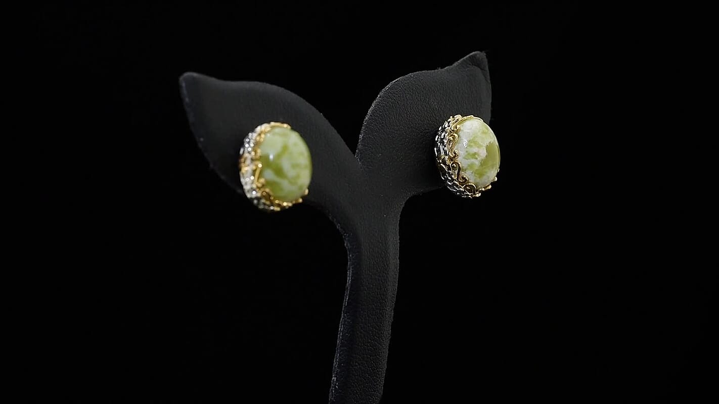 EverTrue Connemara Marble Celtic Earrings in 18K YG Plated and Platinum Bond 10.30 ctw