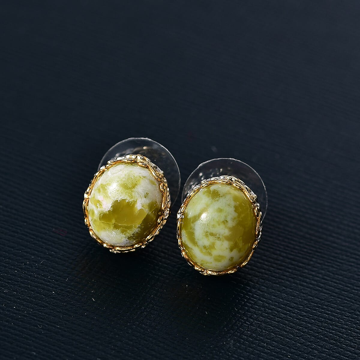 EverTrue Connemara Marble 10.30 ctw Celtic Filigree Earringa in 18K YG Plated and Platinum Bond image number 1