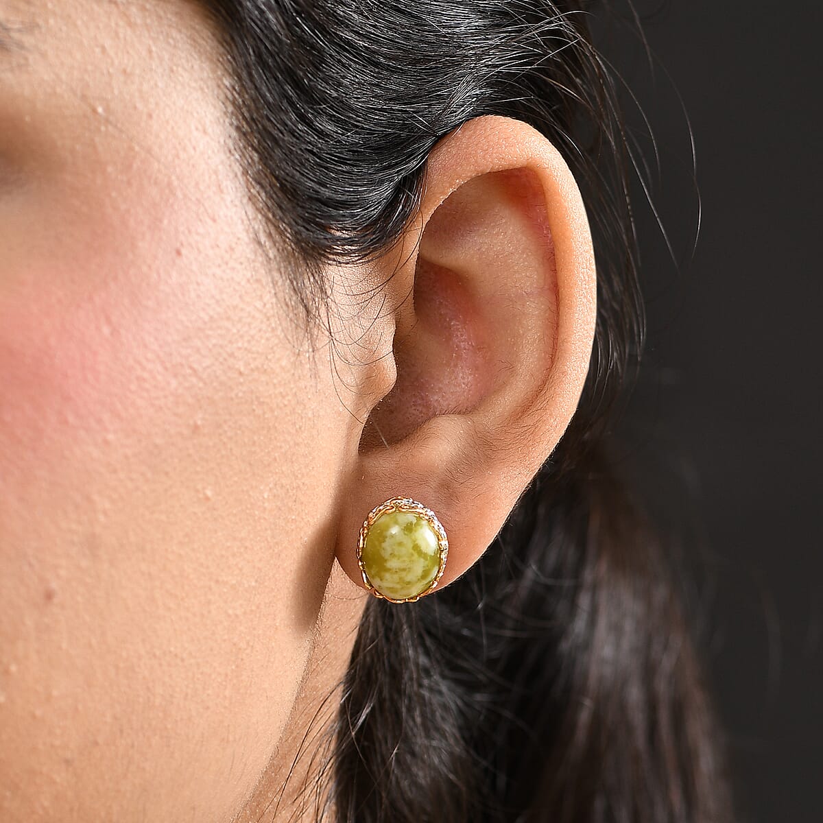 EverTrue Connemara Marble 10.30 ctw Celtic Filigree Earringa in 18K YG Plated and Platinum Bond image number 2