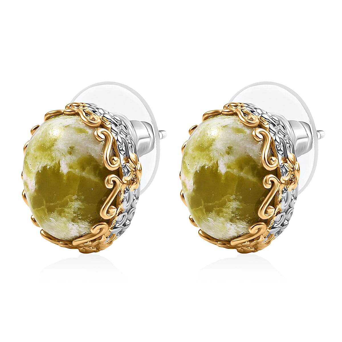 EverTrue Connemara Marble 10.30 ctw Celtic Filigree Earringa in 18K YG Plated and Platinum Bond image number 3