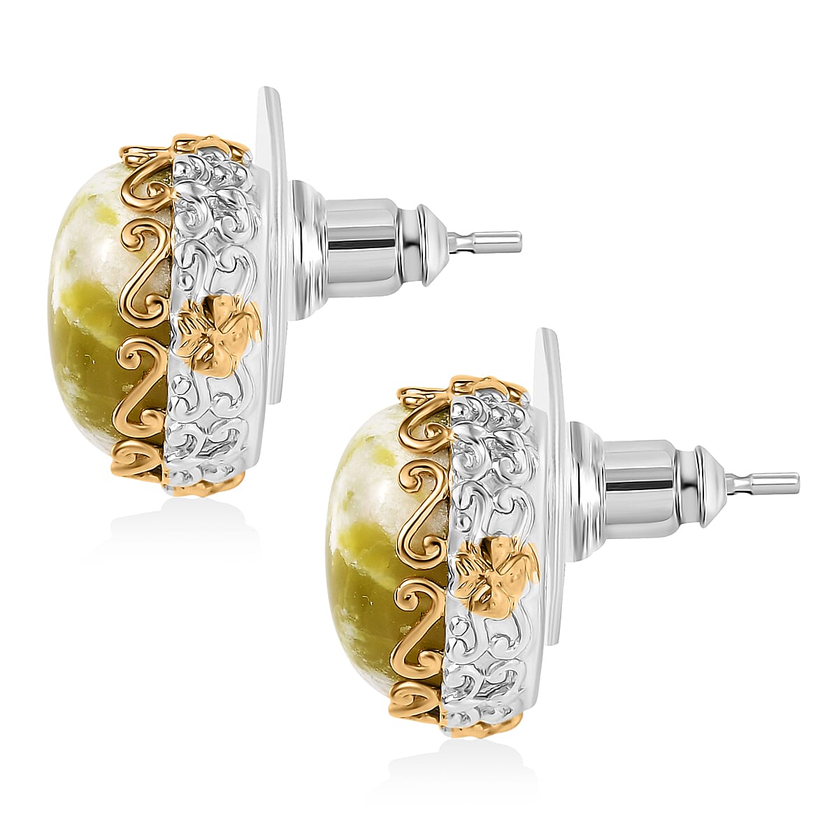 EverTrue Connemara Marble 10.30 ctw Celtic Filigree Earringa in 18K YG Plated and Platinum Bond image number 4