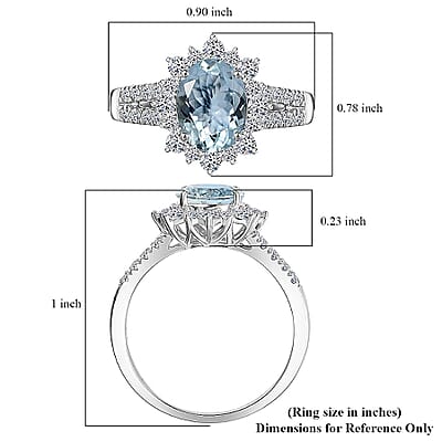 Certified & Appraised 10K White Gold AAA Espirito Aquamarine, Luxuriant Lab Grown Diamond (G-H, SI) Ring (Size 5.0) 2.24 ctw