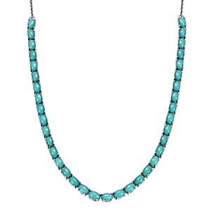 D'Joy Sleeping Beauty Turquoise 16.25 ctw Crown Mosaic Necklace in Rhodium Over Sterling Silver 18 Inches