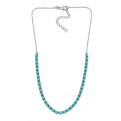 D'Joy Sleeping Beauty Turquoise 16.25 ctw Crown Mosaic Necklace in Rhodium Over Sterling Silver 18 Inches