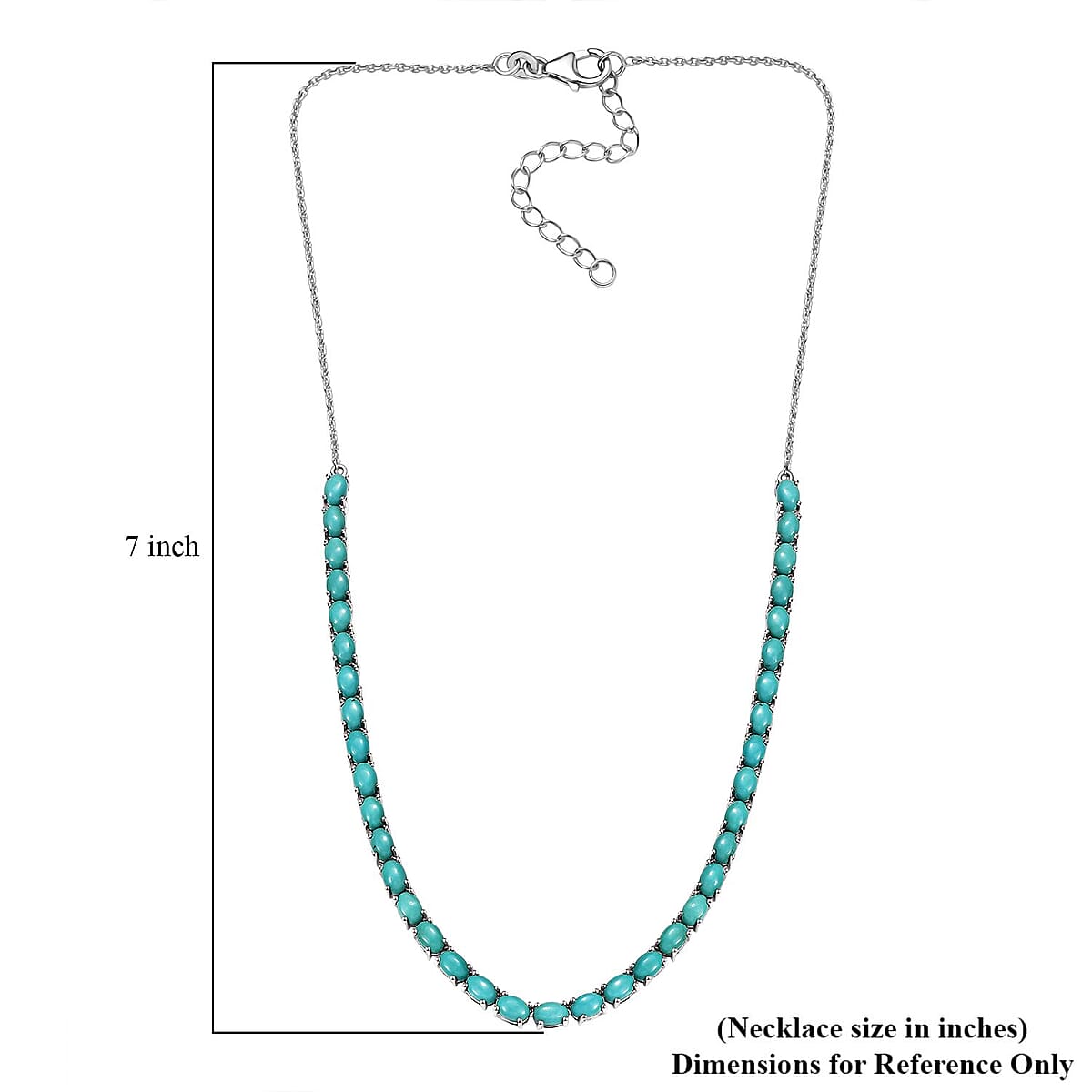 D'Joy Sleeping Beauty Turquoise 16.25 ctw Crown Mosaic Necklace in Rhodium Over Sterling Silver 18 Inches image number 5