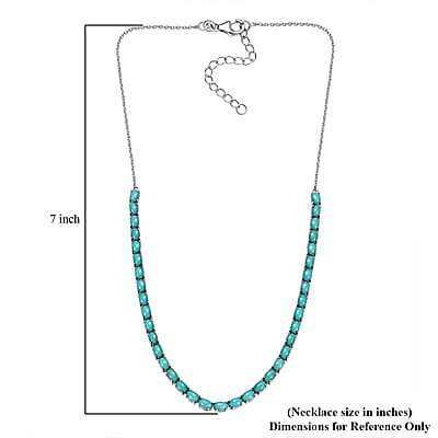 D'Joy Sleeping Beauty Turquoise 16.25 ctw Crown Mosaic Necklace in Rhodium Over Sterling Silver 18 Inches