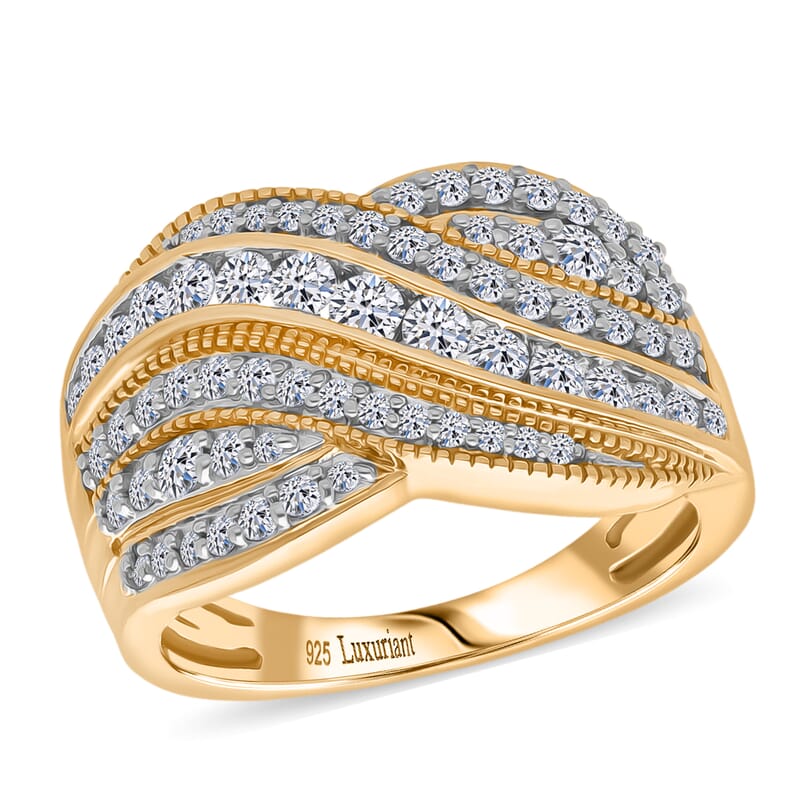 Luxuriant Lab Grown Diamond G-H SI 1.00 ctw Ring in 18K Vermeil Yellow Gold Over Sterling Silver (Size 6.0)