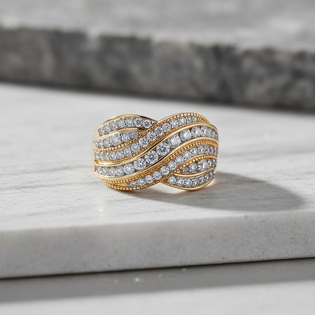 Luxuriant Lab Grown Diamond G-H SI 1.00 ctw Ring in 18K Vermeil Yellow Gold Over Sterling Silver (Size 7.0)