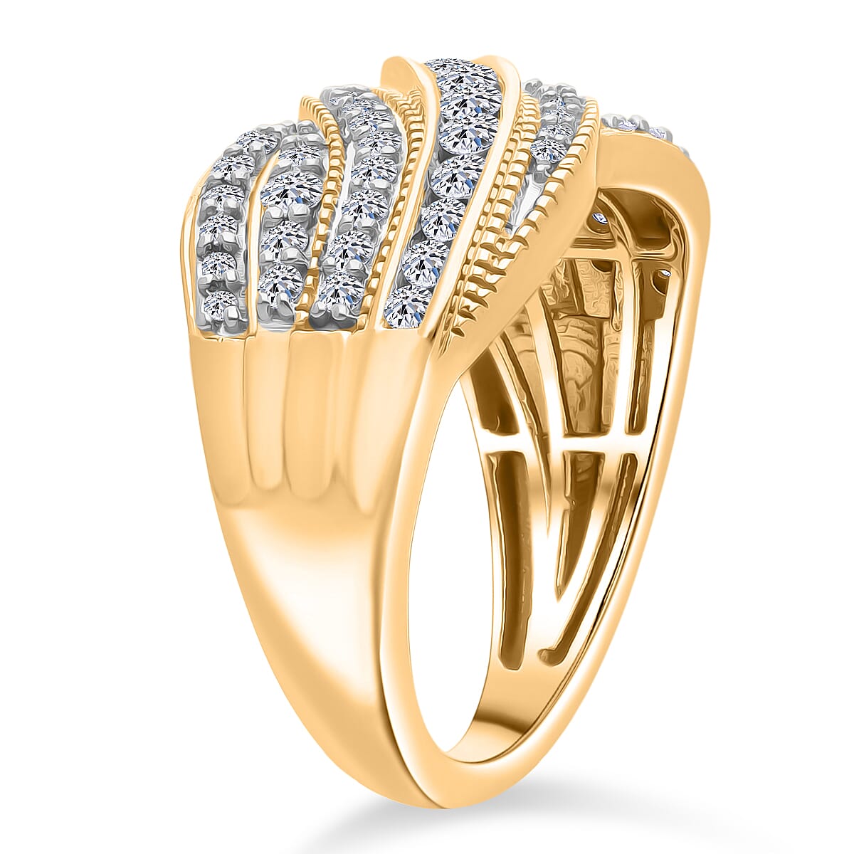 Luxuriant Lab Grown Diamond G-H SI 1.00 ctw Ring in 18K Vermeil Yellow Gold Over Sterling Silver (Size 7.0) image number 3