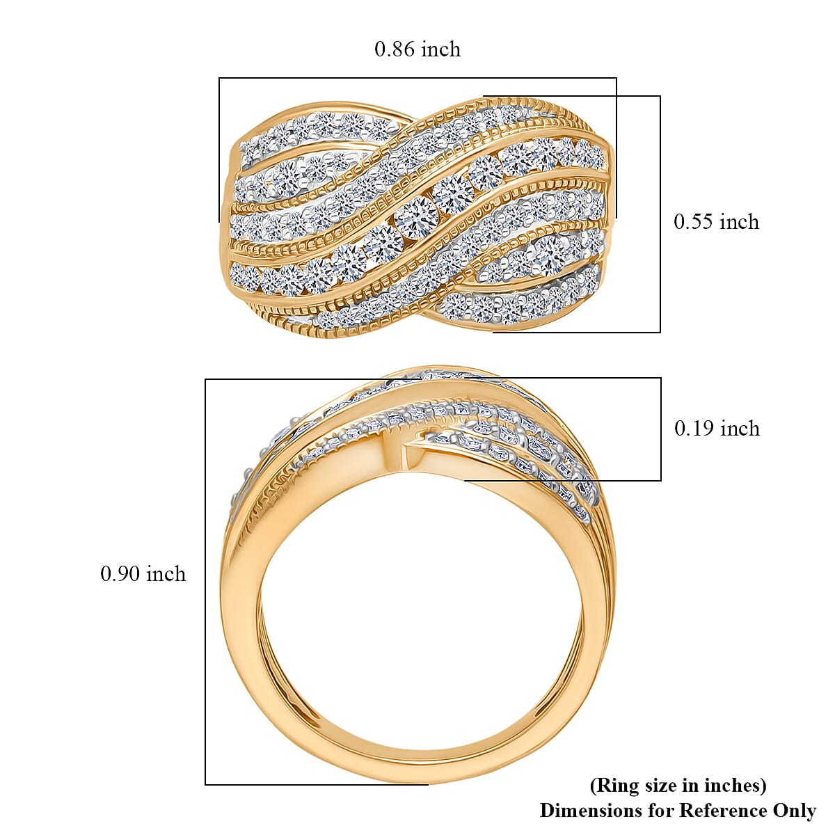Luxuriant Lab Grown Diamond G-H SI 1.00 ctw Ring in 18K Vermeil Yellow Gold Over Sterling Silver (Size 7.0)