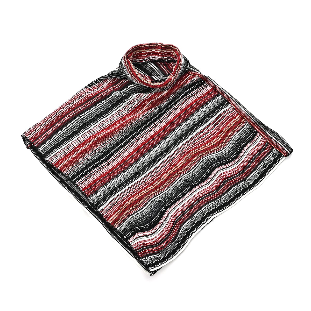 TAMSY Red Striped Knit Poncho image number 0