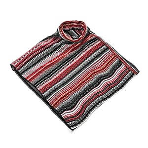 TAMSY Red Striped Knit Poncho