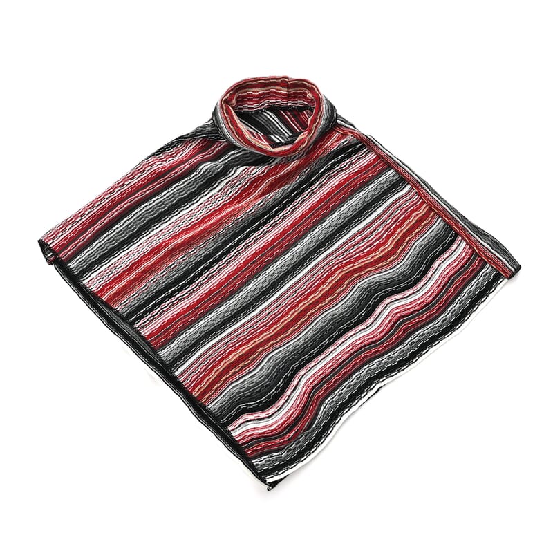 TAMSY Red Striped Knit Poncho