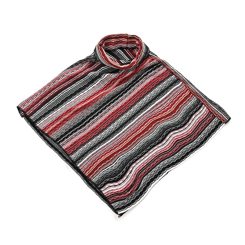 TAMSY Red Striped Knit Poncho