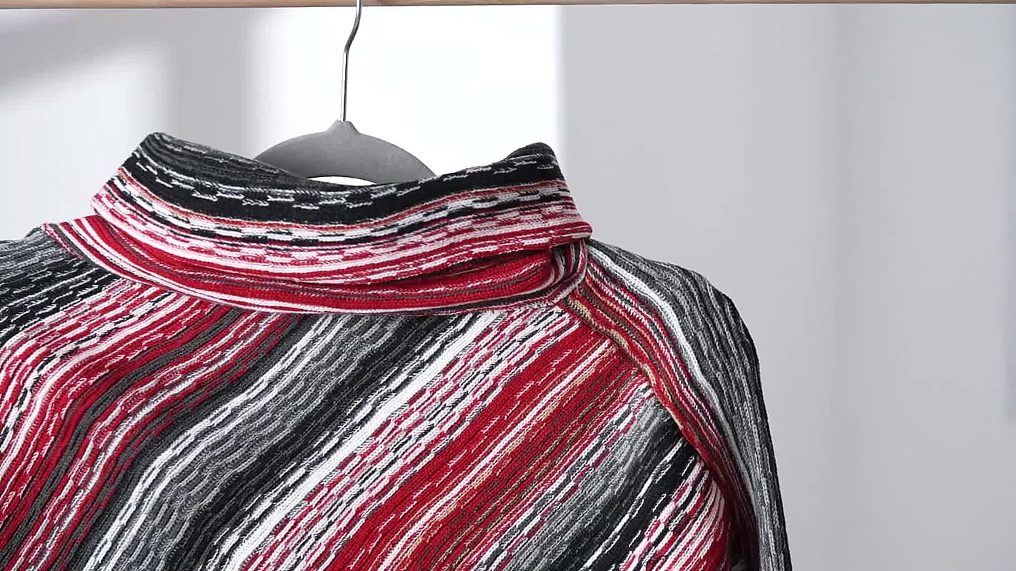 TAMSY Red Striped Knit Poncho