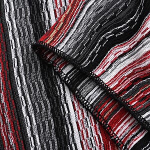 TAMSY Red Striped Knit Poncho