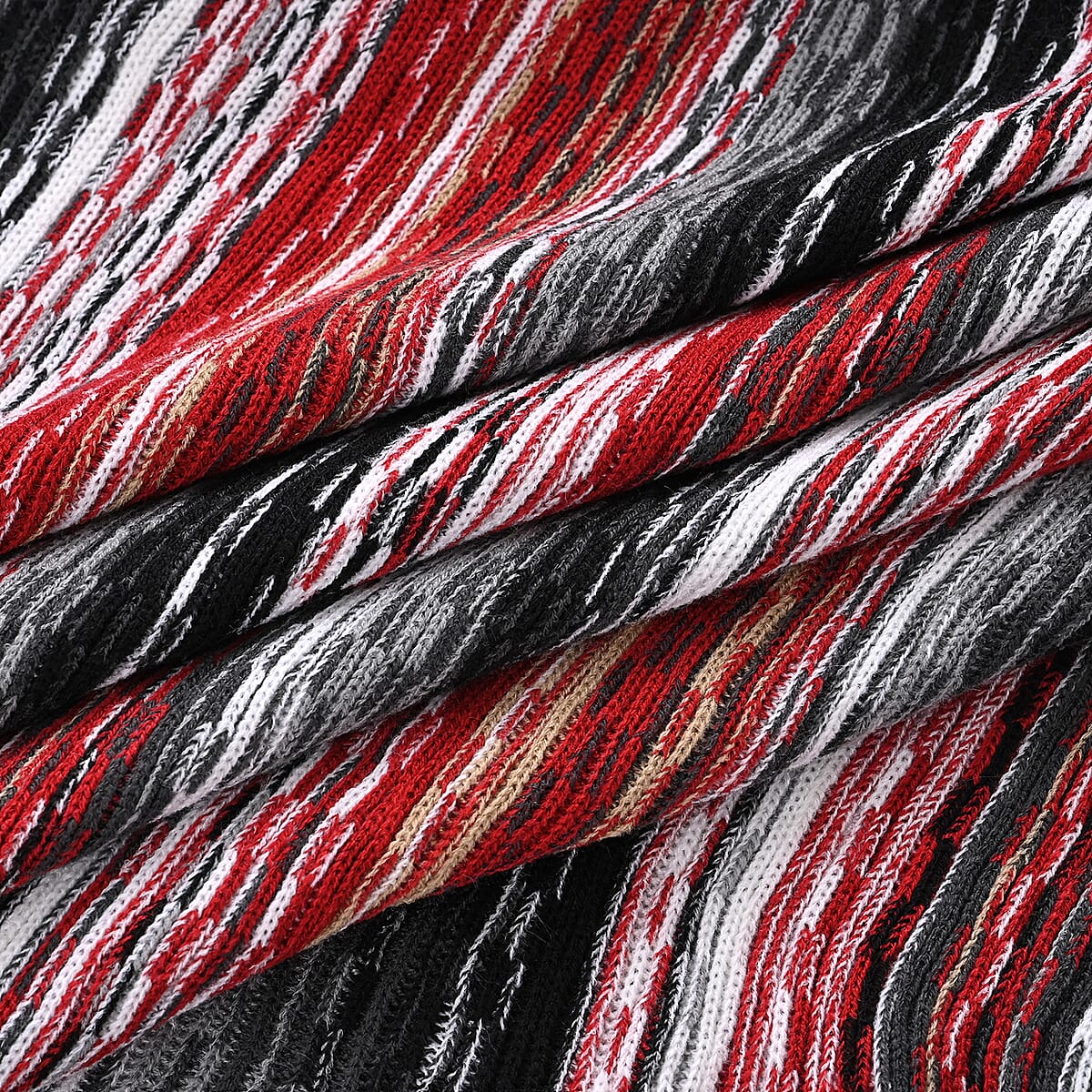 TAMSY Red Striped Knit Poncho image number 3